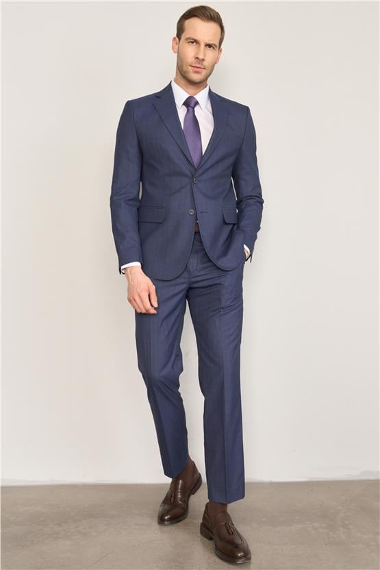 Mentality 9119 Erkek Mono Yaka Slim Fit Takım Elbise Açık Lacivert