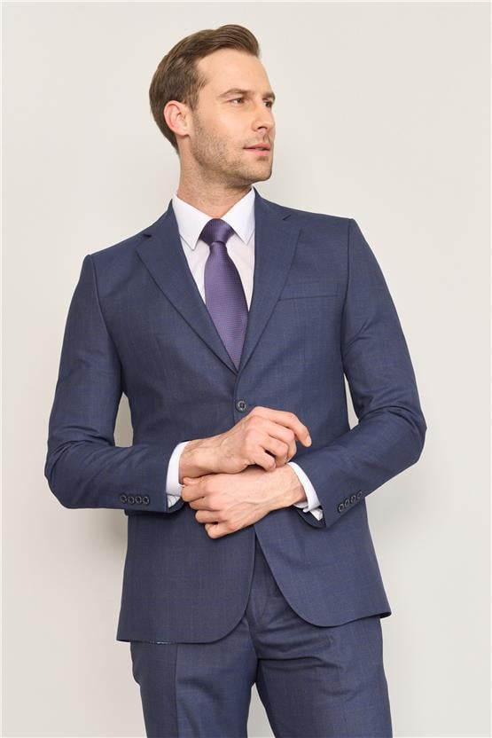 Mentality 9119 Erkek Mono Yaka Slim Fit Takım Elbise Açık Lacivert
