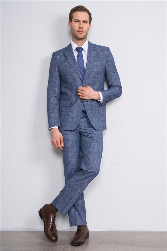 Mentality 9120 Erkek Mono Yaka Slim Fit Takım Elbise Lacivert