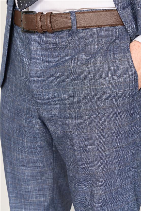 Mentality 9120 Erkek Mono Yaka Slim Fit Takım Elbise Açık Lacivert