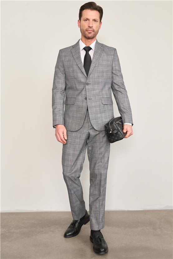 Mentality 9120 Erkek Mono Yaka Slim Fit Takım Elbise Antrasit