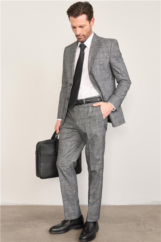 Mentality 9120 Erkek Mono Yaka Slim Fit Takım Elbise Siyah