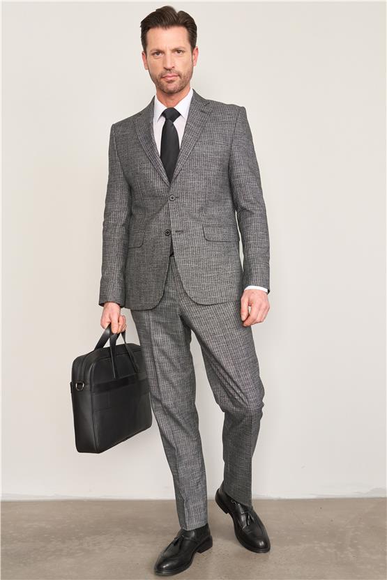 Mentality 9121 Erkek Mono Yaka Slim Fit Takım Elbise Siyah