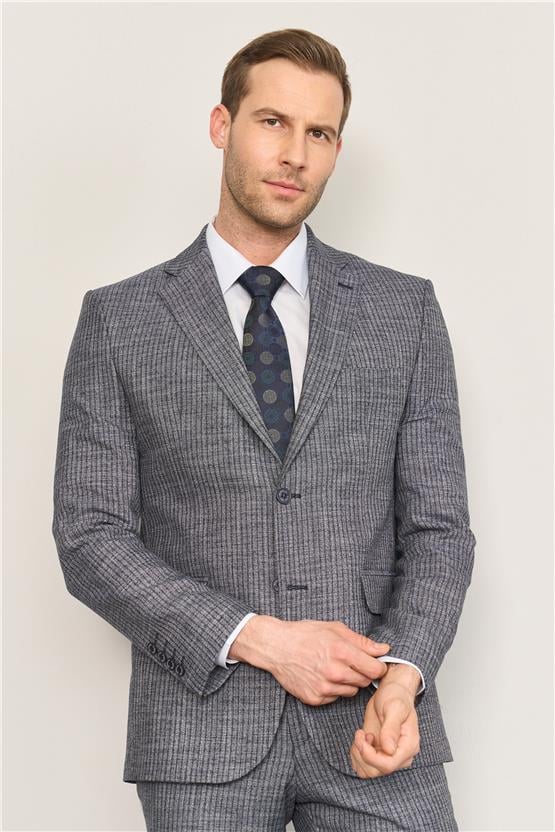 Mentality 9121 Erkek Mono Yaka Slim Fit Takım Elbise Lacivert