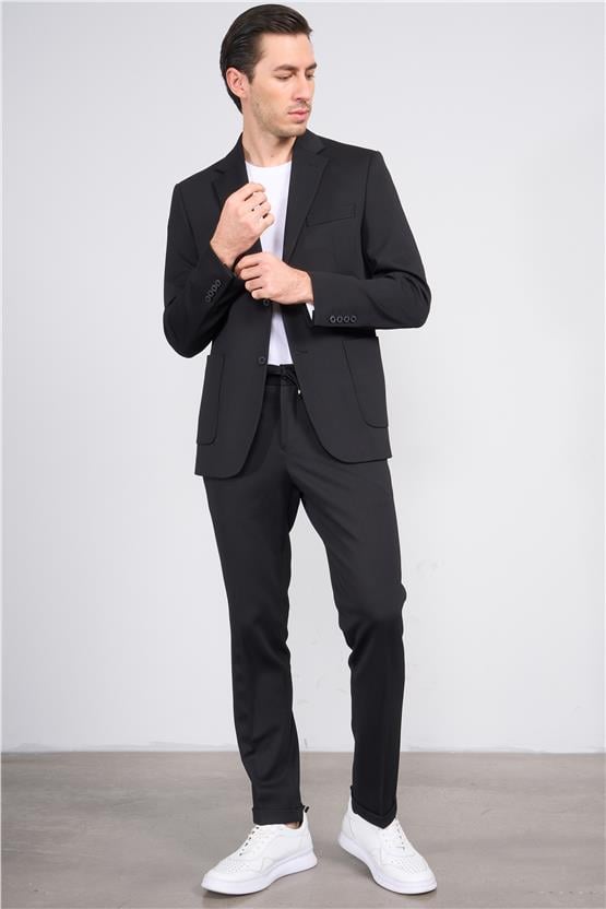 Mentality 9148 Erkek Mono Yaka Slimfit Takım Elbise Siyah