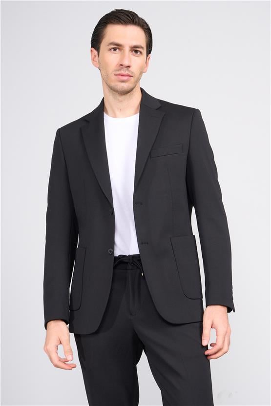 Mentality 9148 Erkek Mono Yaka Slimfit Takım Elbise Siyah