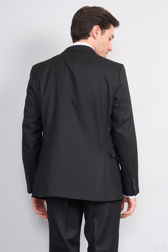 Mentality 9176 Erkek Kırlangıç Yaka Slim Fit Takım Elbise Siyah