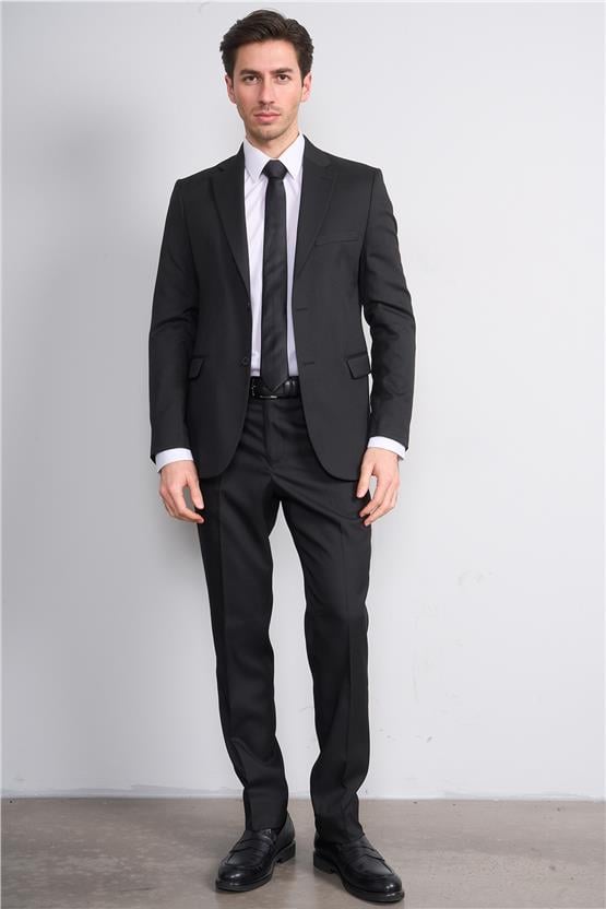 Mentality 9188 Erkek Mono Yaka Slim Fit Takım Elbise Siyah