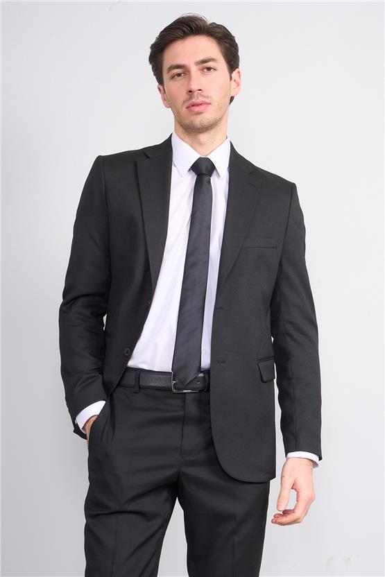 Mentality 9188 Erkek Mono Yaka Slim Fit Takım Elbise Siyah