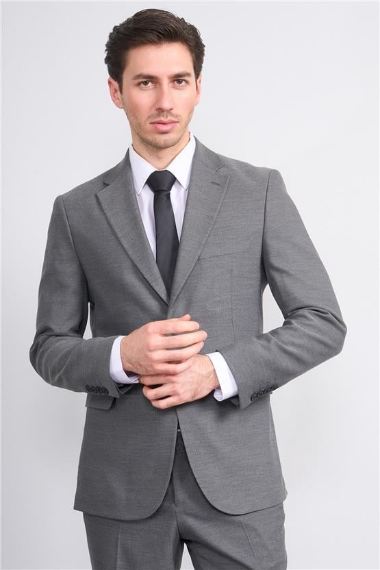 Mentality 9188 Erkek Mono Yaka Slim Fit Takım Elbise Gri