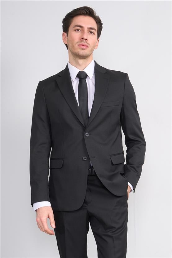 Mentality 9188 Erkek Mono Yaka Slim Fit Takım Elbise Siyah