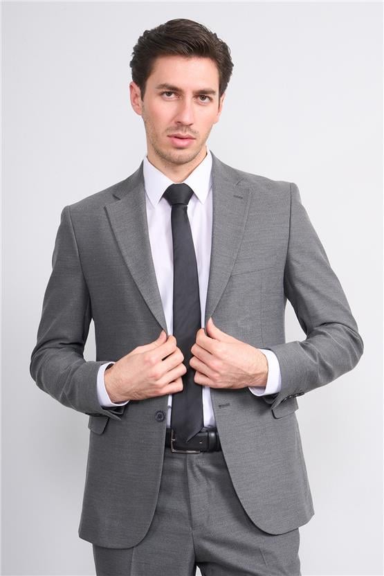 Mentality 9188 Erkek Mono Yaka Slim Fit Takım Elbise Gri