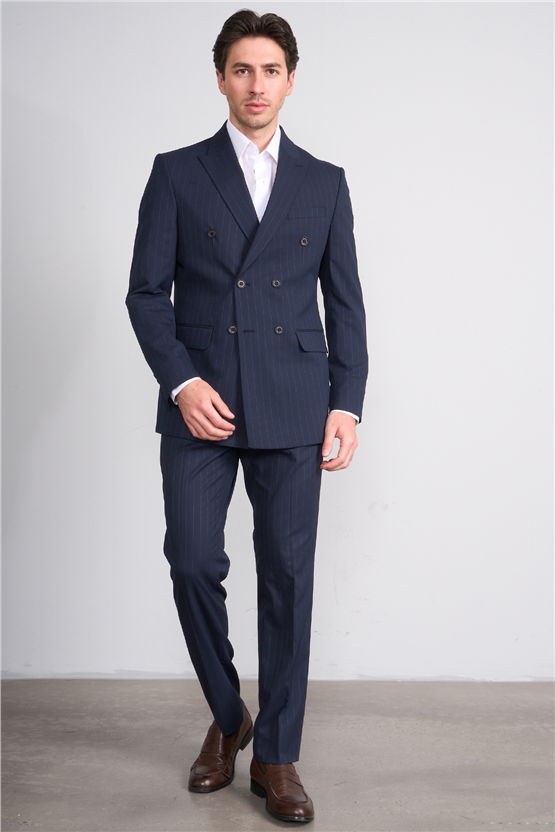 Mentality 9200 Erkek Mono Yaka Slimfit Kruvaze Takım Elbise Lacivert
