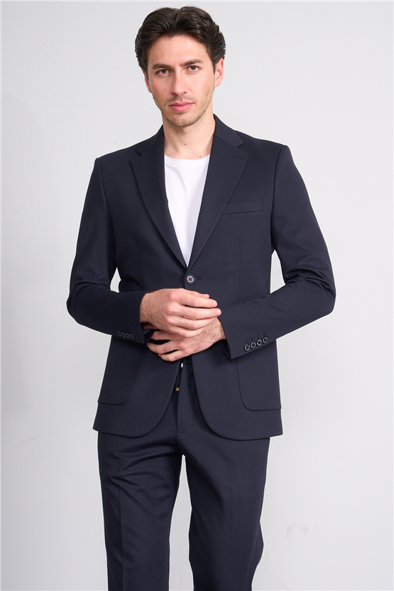 Mentality 9226 Erkek Noa Desenli Örme Slim Fit Jogger Takım Elbise Lacivert