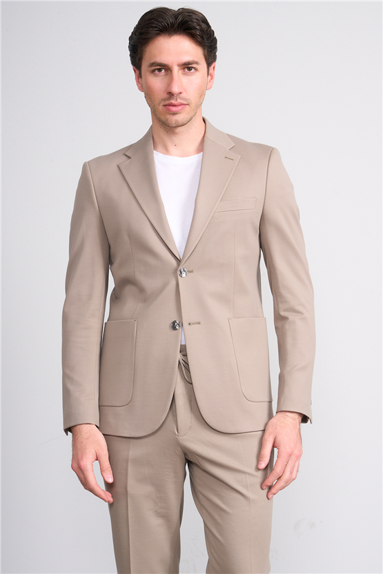 Mentality 9226 Erkek Noa Desenli Örme Slim Fit Jogger Takım Elbise Vizon