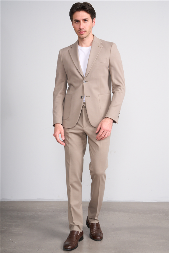 Mentality 9226 Erkek Noa Desenli Örme Slim Fit Jogger Takım Elbise Vizon