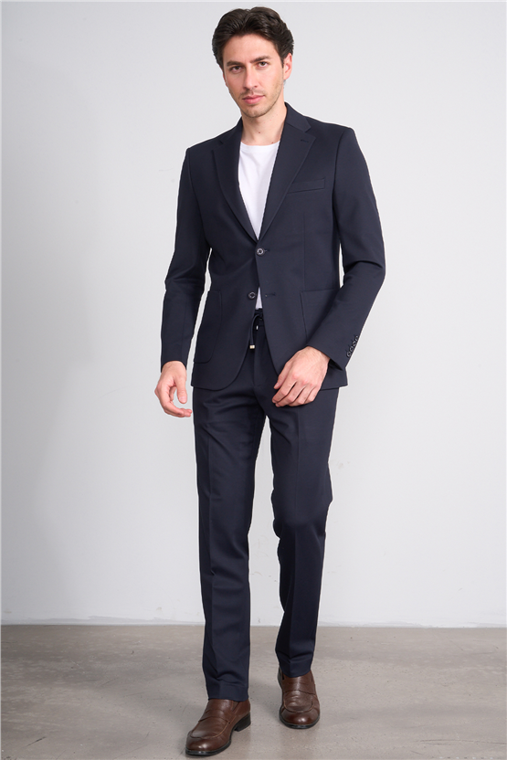Mentality 9226 Erkek Noa Desenli Örme Slim Fit Jogger Takım Elbise Lacivert