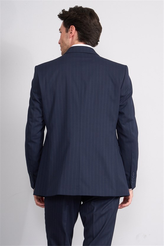 Mentality 9234 Erkek Kırlangıç Yaka Slim Fit Kruvaze Takım Elbise Lacivert