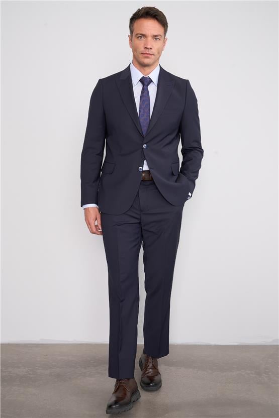 Mentality 9554 Altınyıldız Sivri Yaka Çift Yırtmaçlı Slimfit Takım Elbise Lacivert