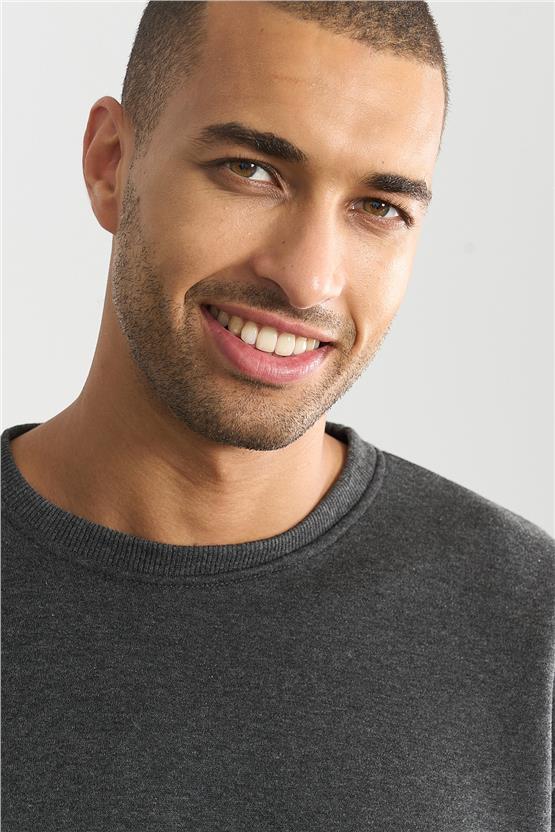 Mentality Bisiklet Yaka Erkek Antrasit Melanj Sweatshirt