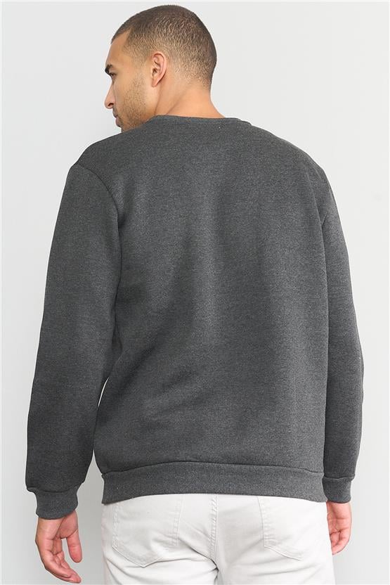 Mentality Bisiklet Yaka Erkek Antrasit Melanj Sweatshirt