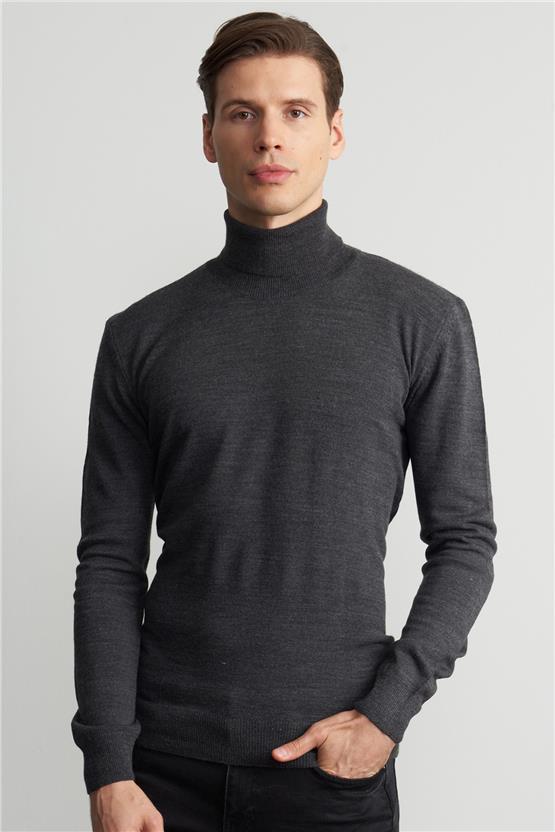 Mentality Erkek Antrasit Balıkçı Yaka Triko