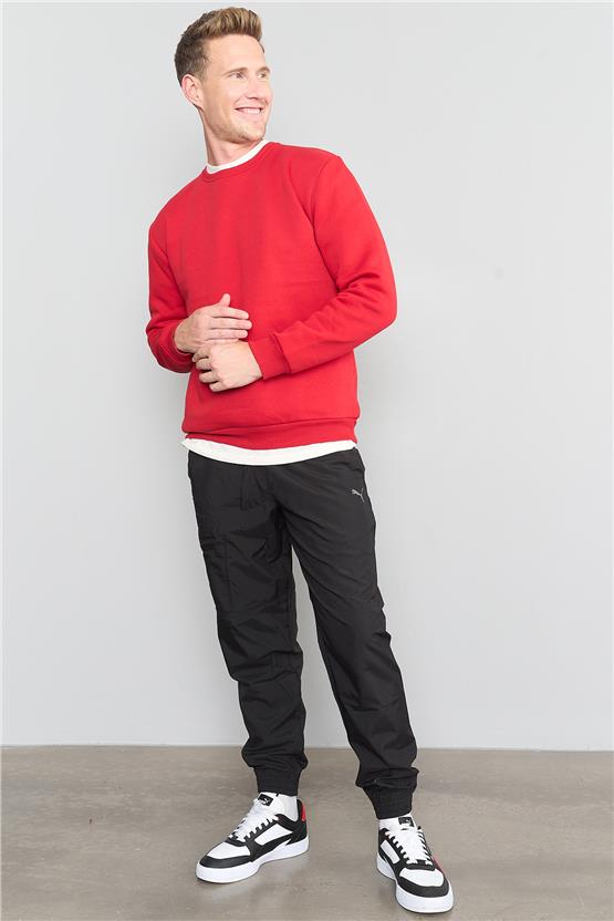 Mentality Erkek Bisiklet Yaka Kırmızı Sweatshirt