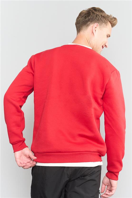 Mentality Erkek Bisiklet Yaka Kırmızı Sweatshirt