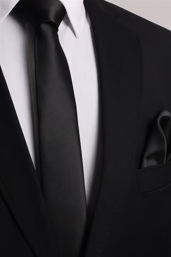 Mentality K-58 Mendilli Siyah Dupont Kravat