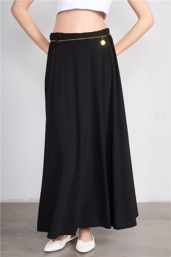 Metraj Y26 21 Siyah Kadın Sendi Mevlana Etek  Std