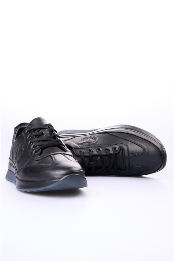 Meva 2000 Siyah Erkek Deri Poli Taban Casual Ayakkabı