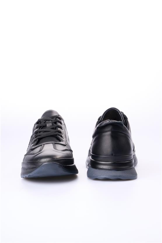 Meva 2000 Siyah Erkek Deri Poli Taban Casual Ayakkabı