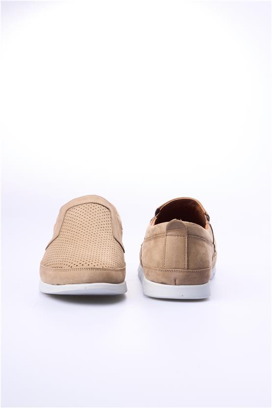 Meva 2034 Bej Nubuk Erkek Deri Poli Taban Comfort Ayakkabı