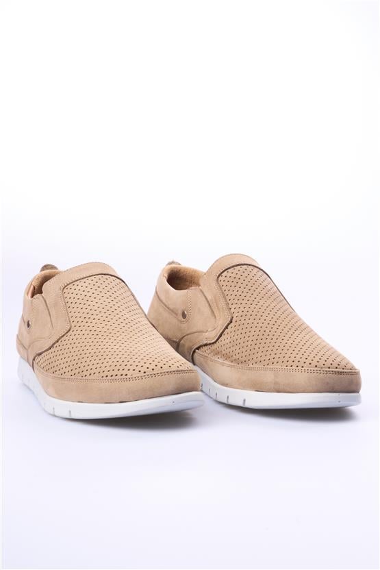 Meva 2034 Bej Nubuk Erkek Deri Poli Taban Comfort Ayakkabı