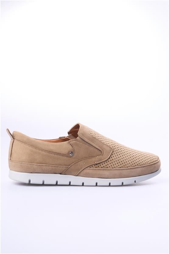 Meva 2034 Bej Nubuk Erkek Deri Poli Taban Comfort Ayakkabı