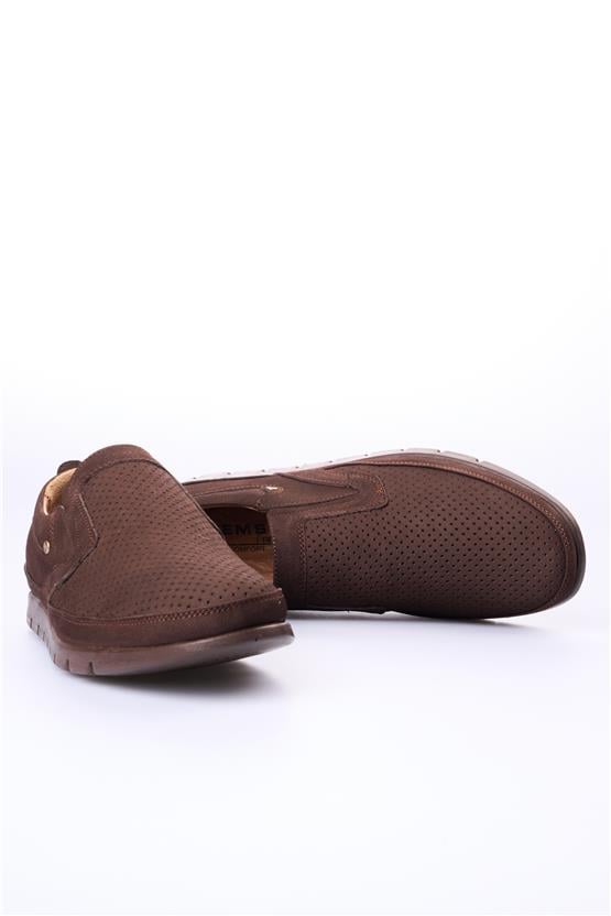 Meva 2034 Kahverengi Nubuk Erkek Deri Poli Taban Comfort Ayakkabı