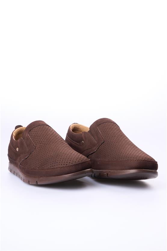 Meva 2034 Kahverengi Nubuk Erkek Deri Poli Taban Comfort Ayakkabı