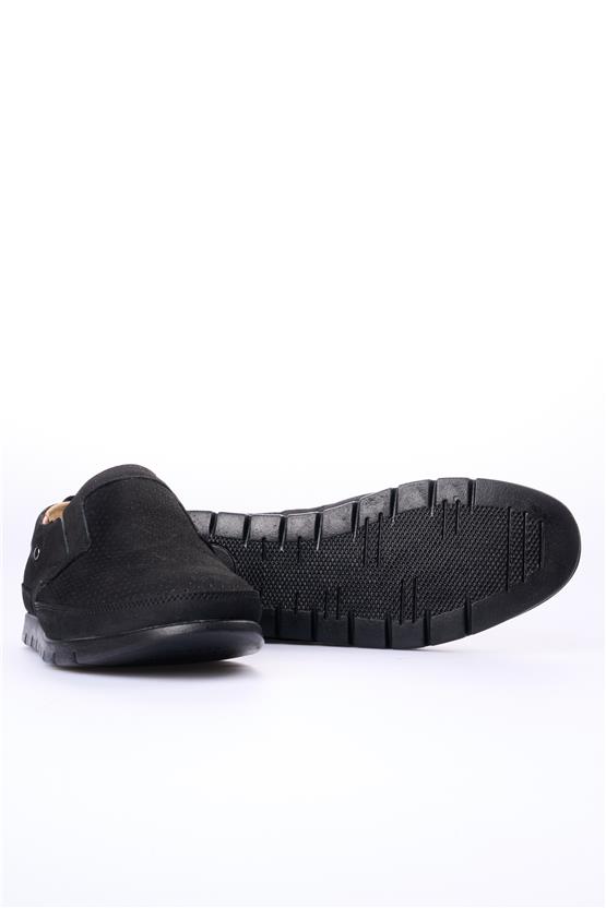 Meva 2034 Siyah Nubuk Erkek Deri Poli Taban Comfort Ayakkabı