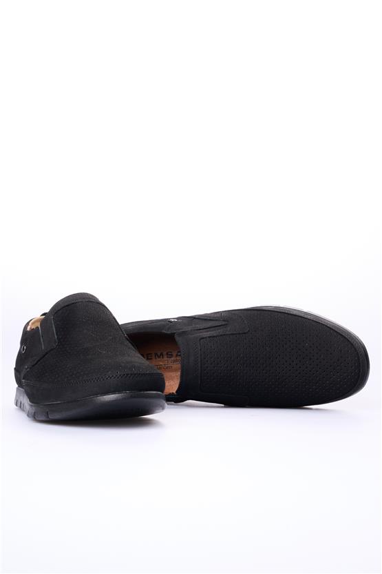 Meva 2034 Siyah Nubuk Erkek Deri Poli Taban Comfort Ayakkabı