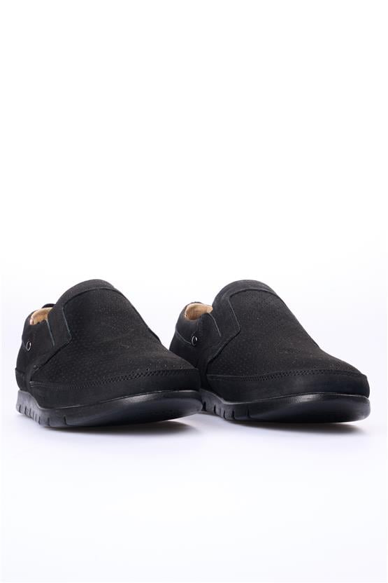 Meva 2034 Siyah Nubuk Erkek Deri Poli Taban Comfort Ayakkabı