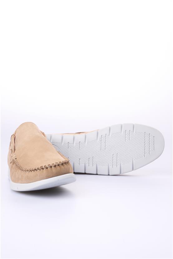 Meva 414 Bej Nubuk Erkek Deri Poli Taban Comfort Ayakkabı