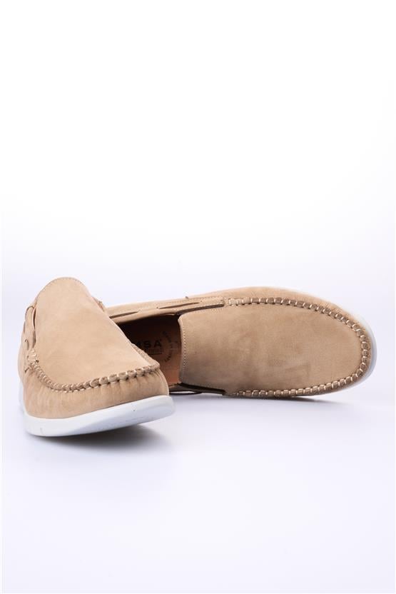 Meva 414 Bej Nubuk Erkek Deri Poli Taban Comfort Ayakkabı