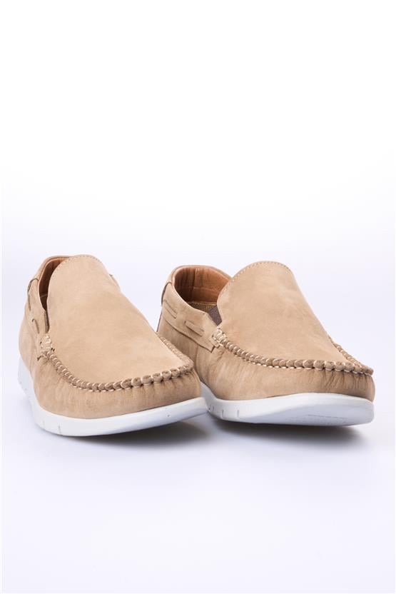 Meva 414 Bej Nubuk Erkek Deri Poli Taban Comfort Ayakkabı