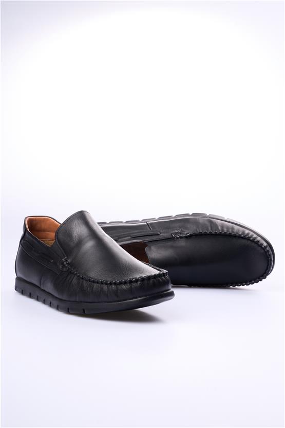 Meva 414 Siyah Erkek Deri Poli Taban Comfort Ayakkabı