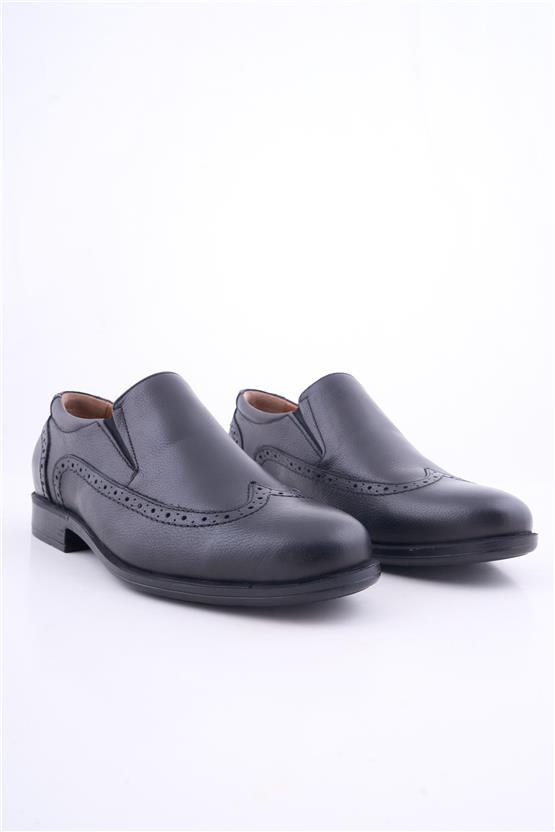 Meva 674 Siyah Erkek Deri Poli Taban Comfort Ayakkabı