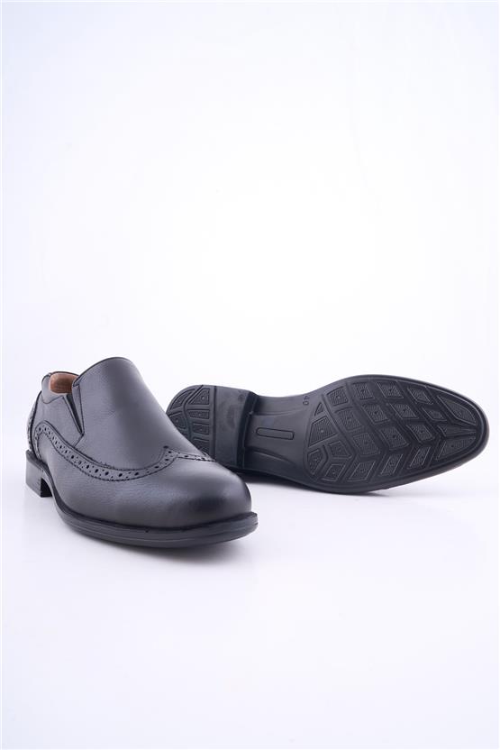 Meva 674 Siyah Erkek Deri Poli Taban Comfort Ayakkabı