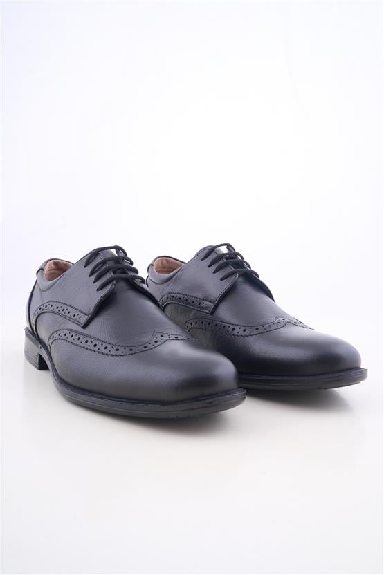 Meva 675 Siyah Erkek Deri Poli Taban Comfort Ayakkabı