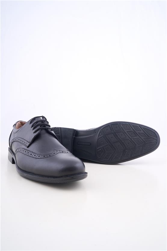 Meva 675 Siyah Erkek Deri Poli Taban Comfort Ayakkabı