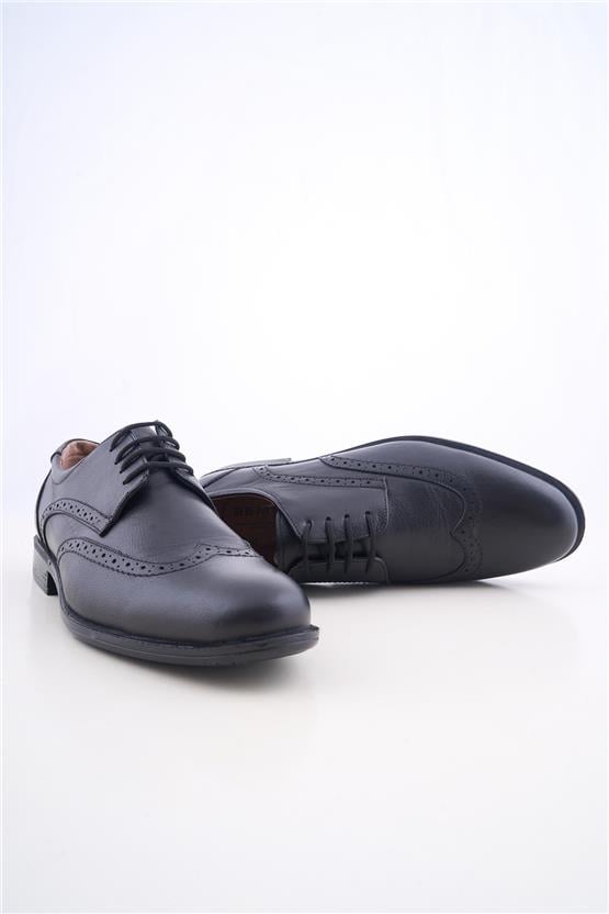 Meva 675 Siyah Erkek Deri Poli Taban Comfort Ayakkabı