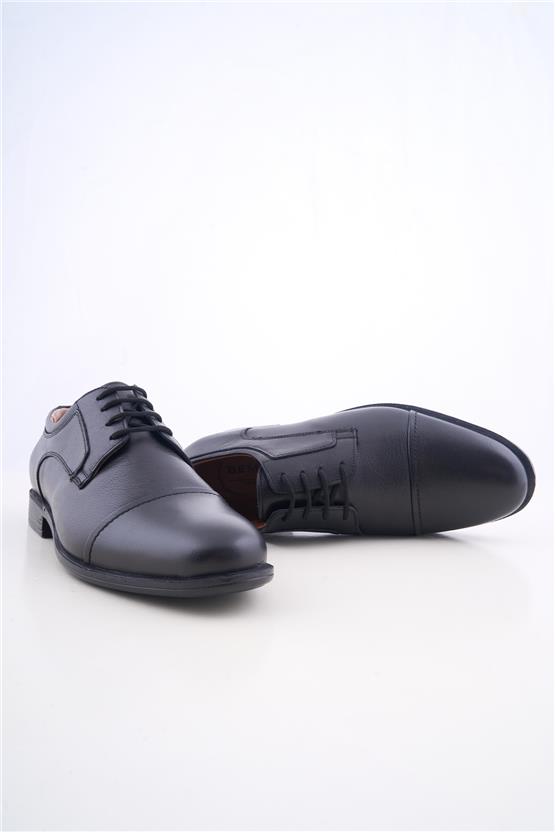 Meva 693 Siyah Erkek Deri Poli Taban Comfort Ayakkabı